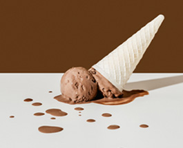 Upside down chocolate ice cream cone