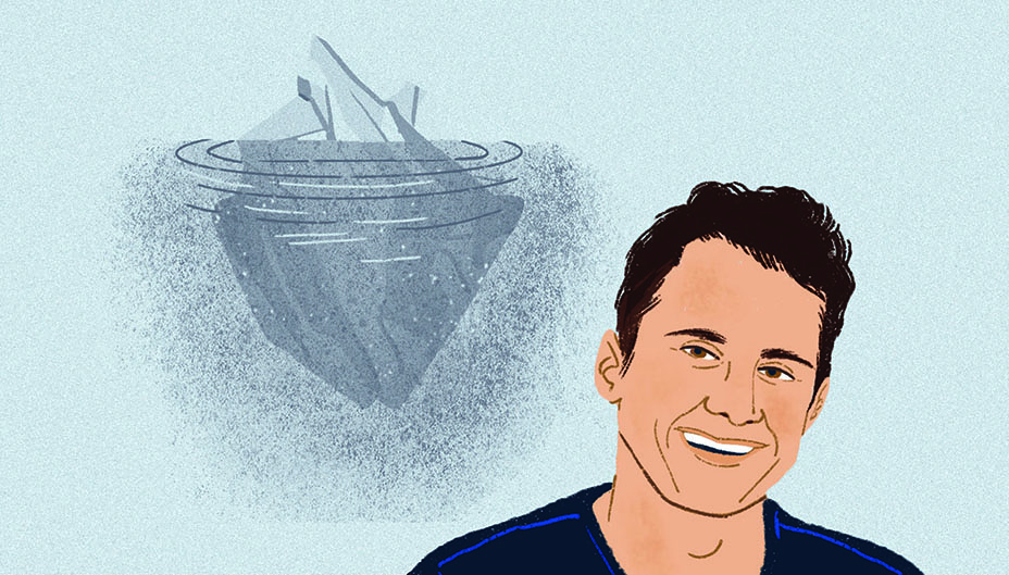 Illustration of Braden Ream with an iceberg behind him. 