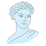 Illustration d’un buste de statue grecque. 