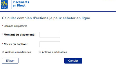 Calculatrice d’actions.