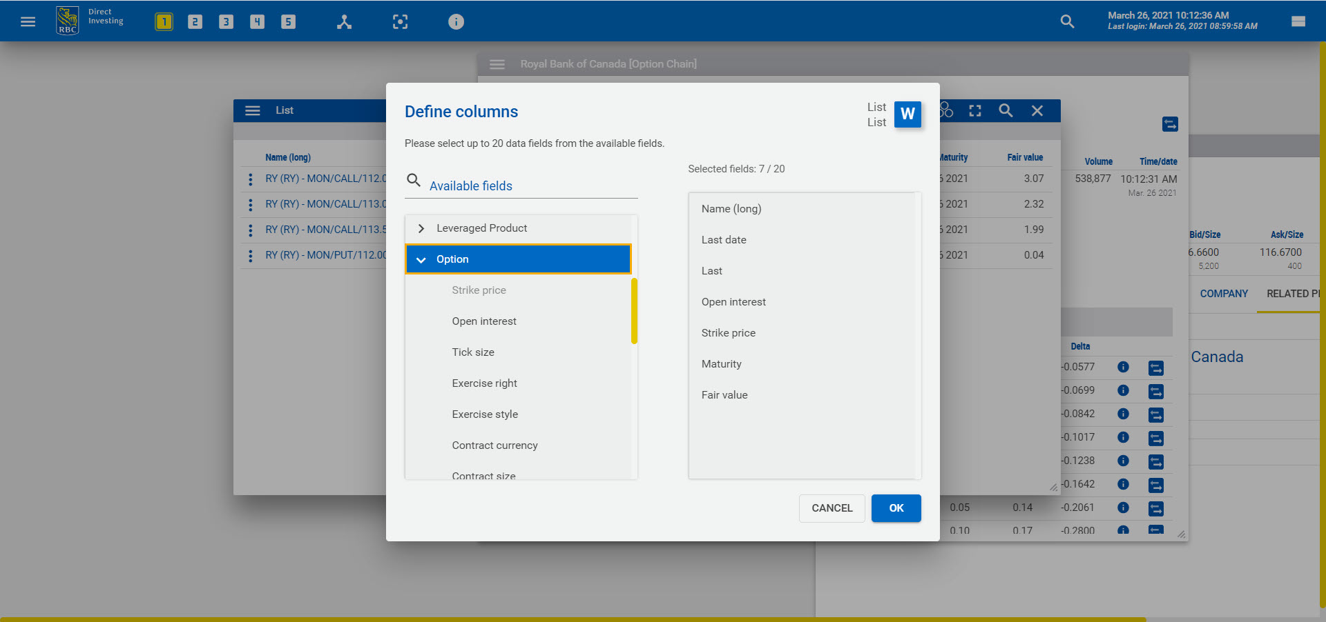 Select columns by options category. 