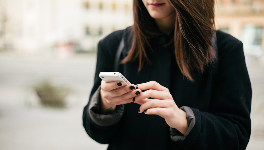 A woman checking her phone.