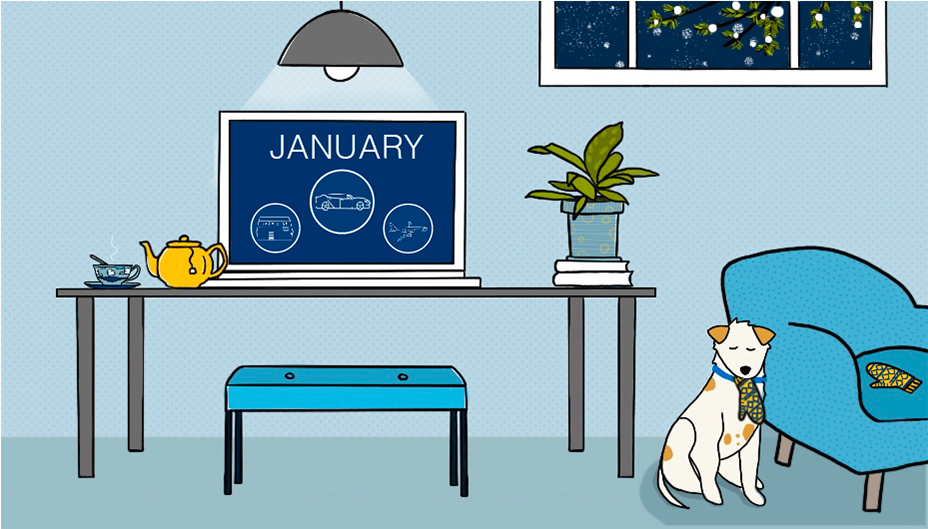 An illustration of a desk and a laptop highlighting last month's top traded stocks.