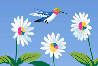 Hummingbird collecting pollen from flowers