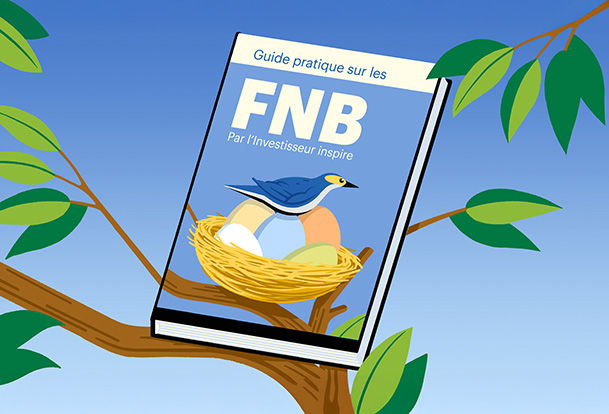 Un livre intitulé « Field Guide to ETFs (guide pratique des FNB) » posé sur une branche d’arbre