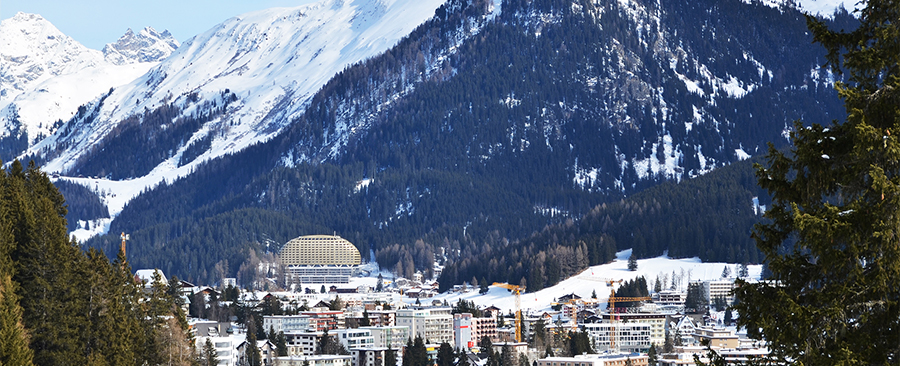 Wide shot of Davos, Switzerland. 