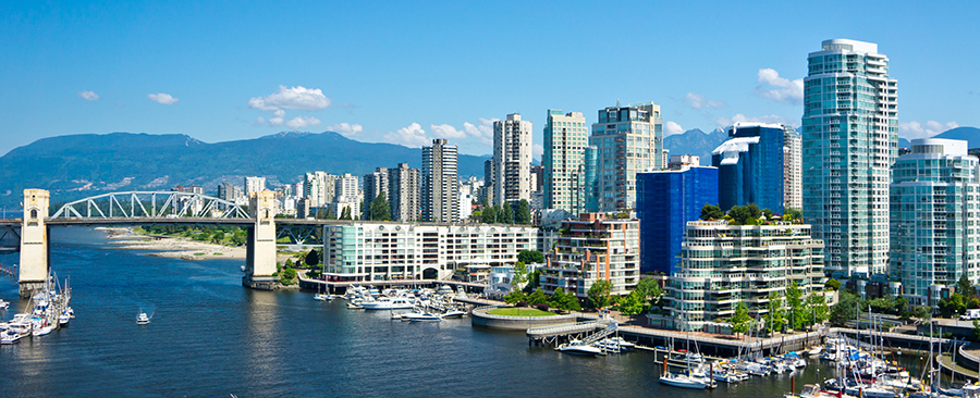 Skyline of Vancouver, British Columbia.