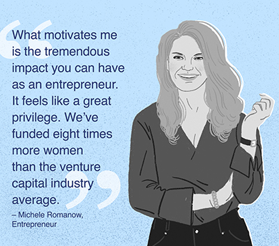 Illustration of Michele Romanow.