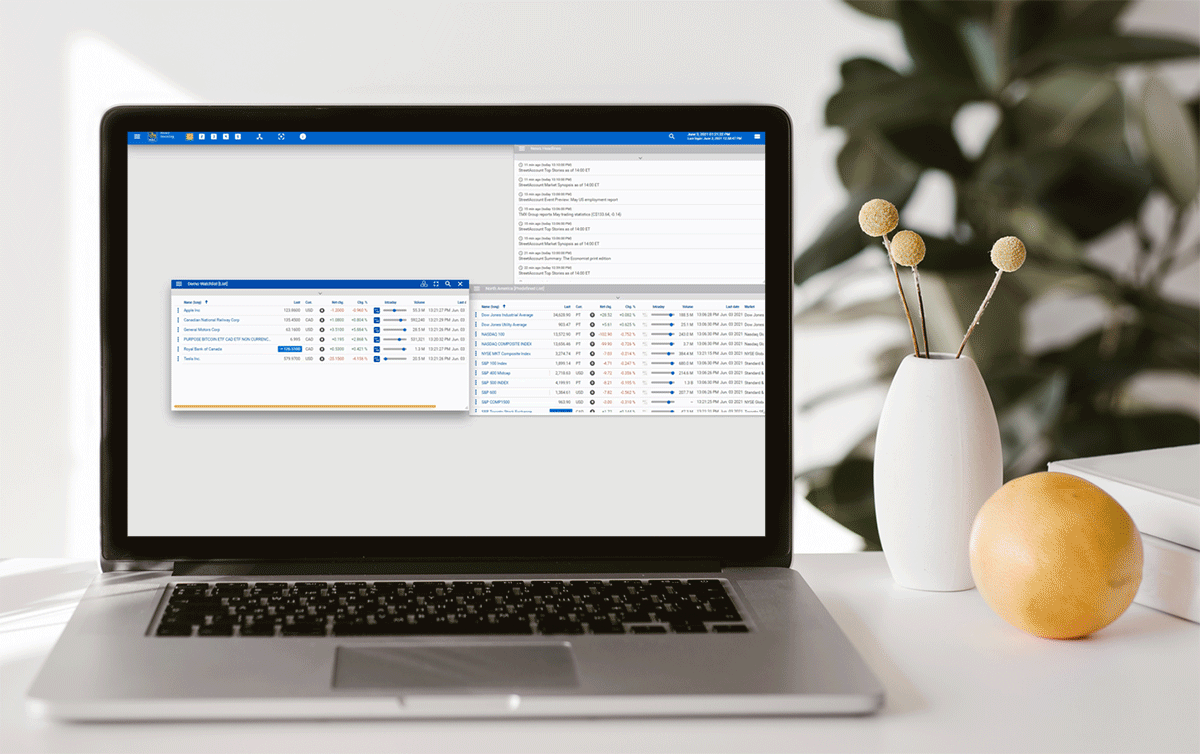 A GIF of the RBC Direct Investing trading dashboard being customized.