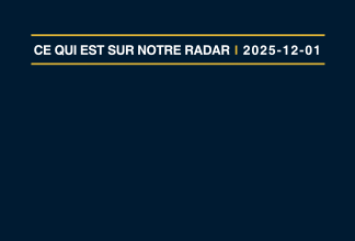 Écran noir affichant « L’effet mégaproduction », « Dépenses des Fêtes », « IA : boum ou bulle? » Écran noir affichant « L’effet mégaproduction », « Dépenses des Fêtes », « IA : boum ou bulle? »