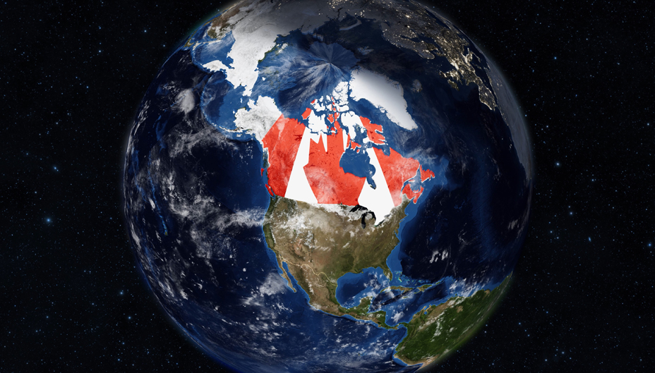 World map with Canada highlighted